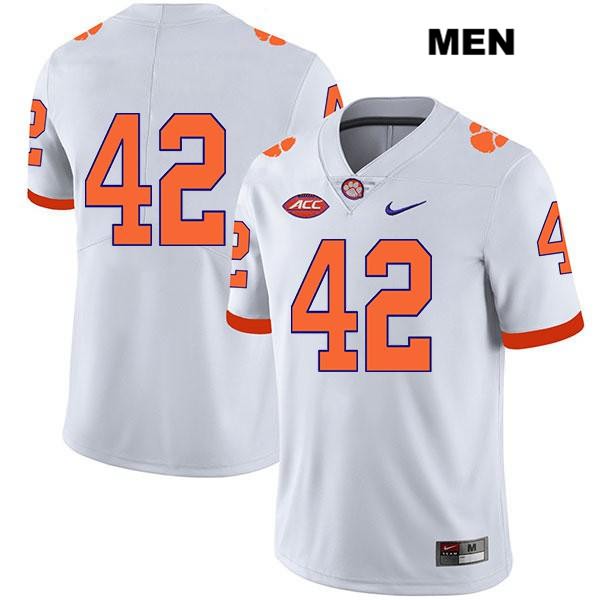 Men's Clemson Tigers #42 LaVonta Bentley Stitched White Legend Authentic Nike No Name NCAA College Football Jersey VVK7146VC